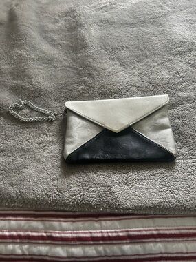 Express Two-Tone Envelope Wristlet Clutch - White and Black